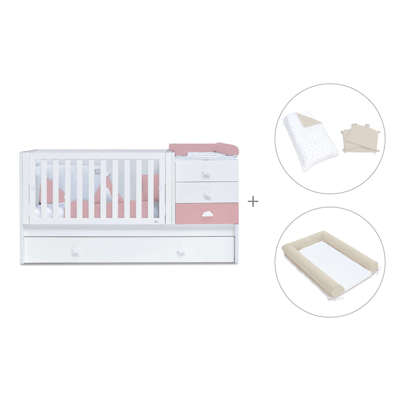 Lettino trasformabile 70x140 cm bianco/rosa · Sero Bubble Quarzo K554-M7759