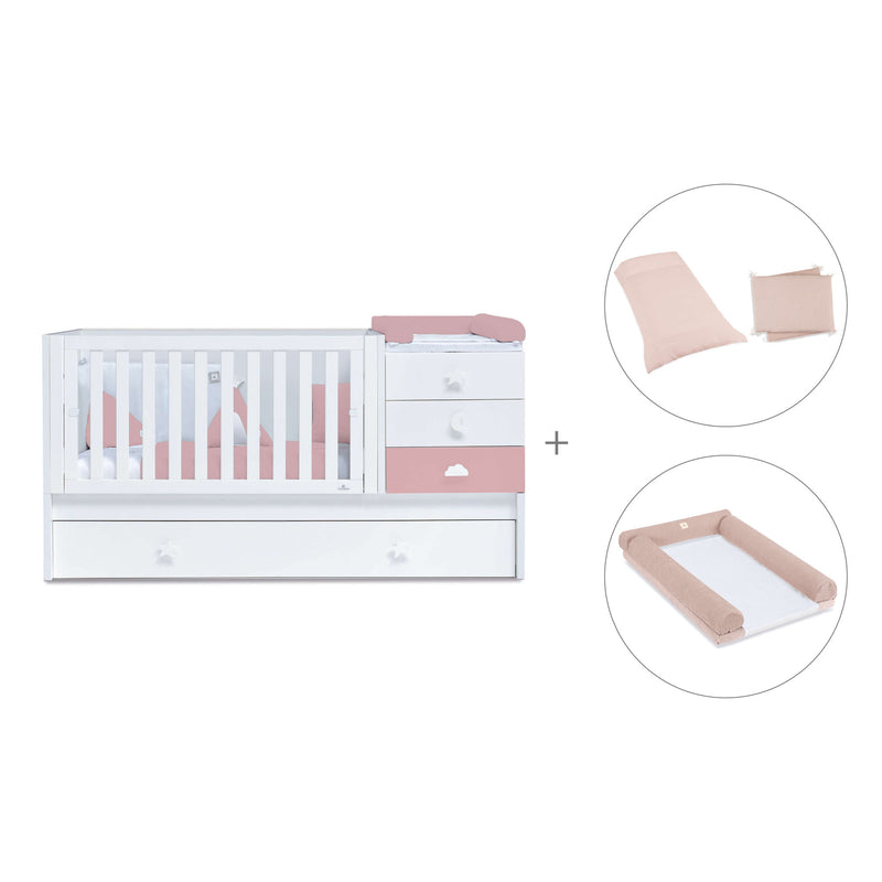 Lettino trasformabile 70x140 cm bianco/rosa · Sero Bubble Quarzo K554-M7759