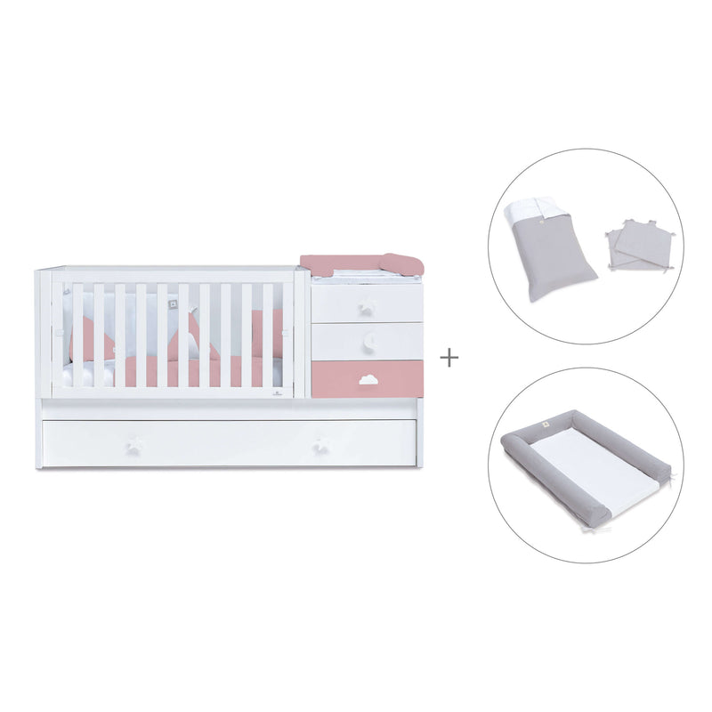 Lettino trasformabile 70x140 cm bianco/rosa · Sero Bubble Quarzo K554-M7759