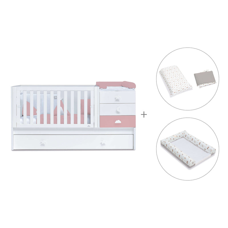 Lettino trasformabile 70x140 cm bianco/rosa · Sero Bubble Quarzo K554-M7759