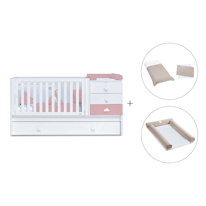 Lettino trasformabile 70x140 cm bianco/rosa · Sero Bubble Quarzo K554-M7759