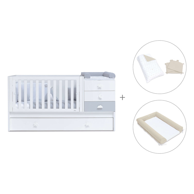 Lettino trasformabile 70x140 cm bianco/grigio · Sero Bubble K554-M7778