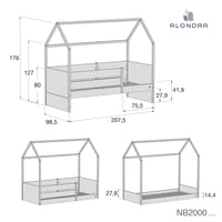 Letto-cassetta Montessori 90x200 cm legno/bianco · Sogni XL NB2000