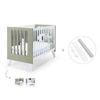 Lettino co-sleeping style nordico 60x120 cm (4in1) bianco/verde oliva · Nexo C187-M7756