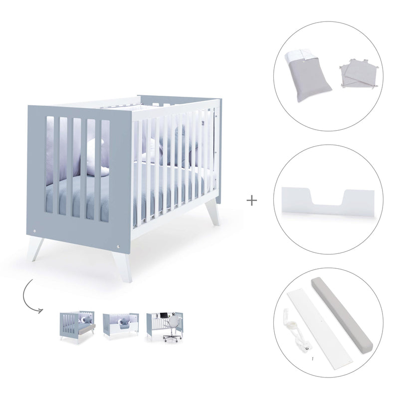 Lettino co-sleeping 60x120 cm (4in1) bianco/celeste · Nexo Due Blu denim