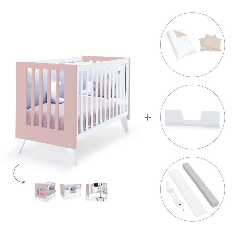 Lettino co-sleeping 60x120 cm (4in1) rosa chiaro · Nexo Due Flamingo