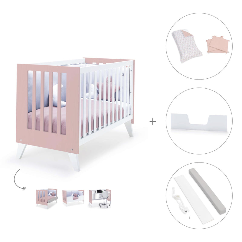 Lettino co-sleeping 60x120 cm (4in1) rosa chiaro · Nexo Due Flamingo