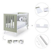 Lettino co-sleeping style nordico 60x120 cm (4in1) bianco/verde oliva · Nexo C187-M7756