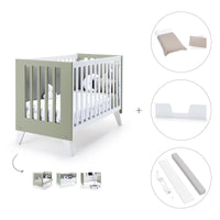 Lettino co-sleeping style nordico 60x120 cm (4in1) bianco/verde oliva · Nexo C187-M7756