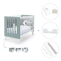 Lettino co-sleeping 60x120 cm (4in1) bianco/verde eucalipto · Nexo Due Eucalyptus