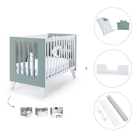 Lettino co-sleeping 60x120 cm (4in1) bianco/verde eucalipto · Nexo Due Eucalyptus