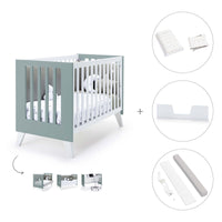 Lettino co-sleeping 60x120 cm (4in1) bianco/verde eucalipto · Nexo Due Eucalyptus