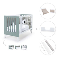 Lettino co-sleeping 60x120 cm (4in1) bianco/verde eucalipto · Nexo Due Eucalyptus