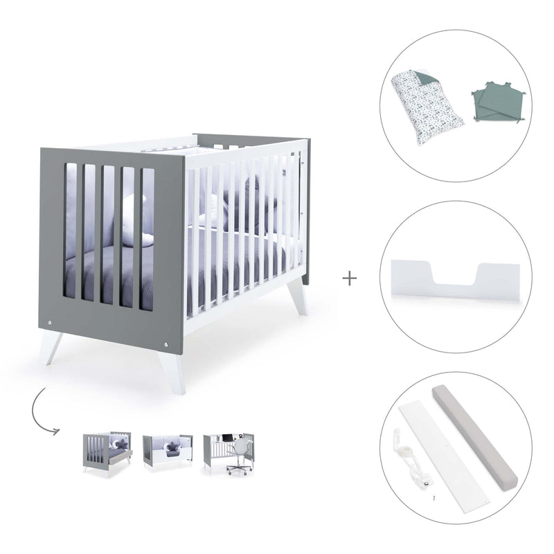 Lettino co-sleeping 60x120 cm (4in1) bianco/antracite · Nexo Due Antracita