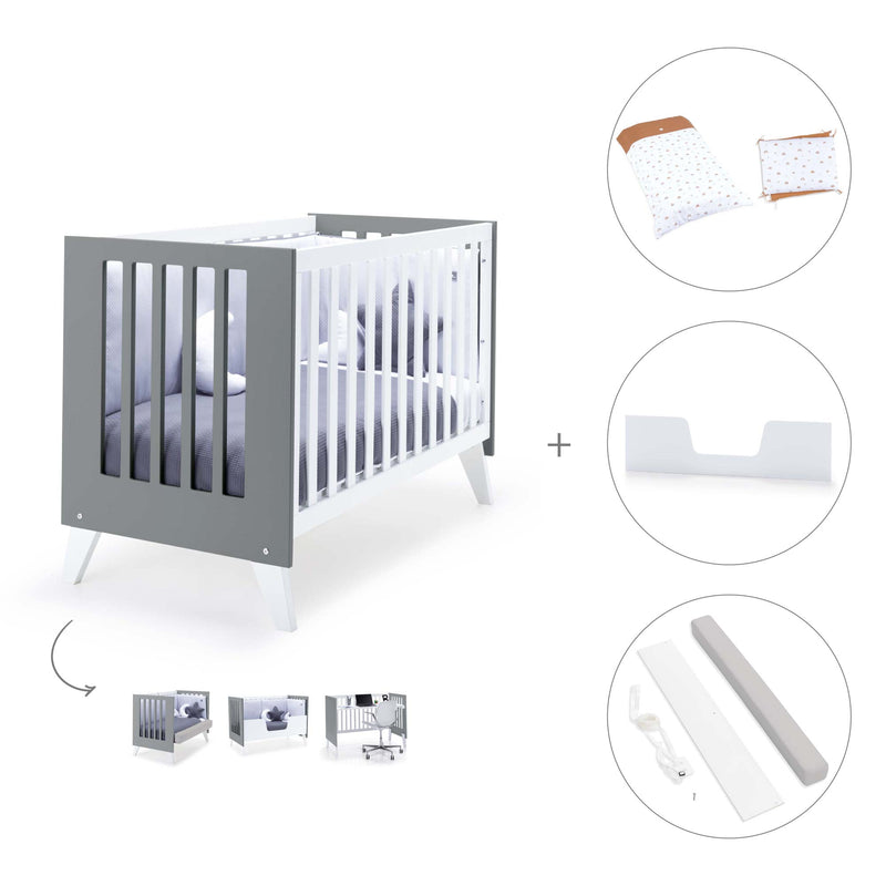 Lettino co-sleeping 60x120 cm (4in1) bianco/antracite · Nexo Due Antracita