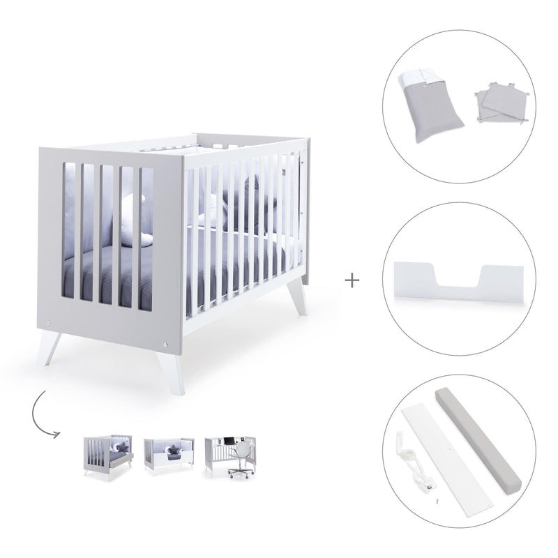 Lettino co-sleeping 60x120 cm (4in1) bianco/grigio · Nexo Due Grey