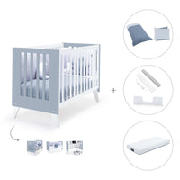 Lettino co-sleeping 60x120 cm (4in1) bianco/celeste · Nexo Due Blu denim