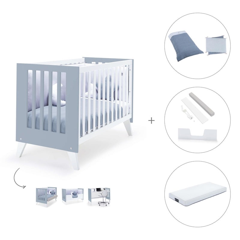 Lettino co-sleeping 60x120 cm (4in1) bianco/celeste · Nexo Due Blu denim
