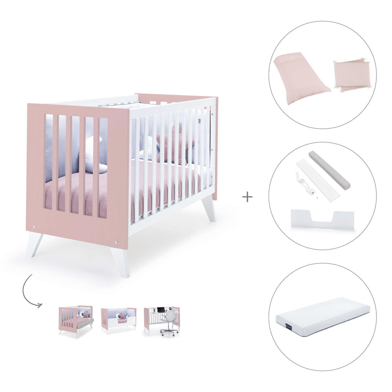 Lettino co-sleeping 60x120 cm (4in1) rosa chiaro · Nexo Due Flamingo