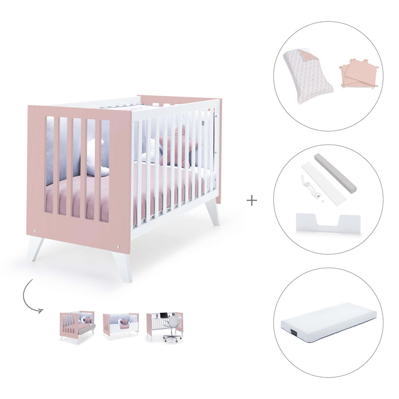 Lettino co-sleeping 60x120 cm (4in1) rosa chiaro · Nexo Due Flamingo