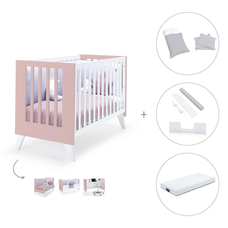 Lettino co-sleeping 60x120 cm (4in1) rosa chiaro · Nexo Due Flamingo