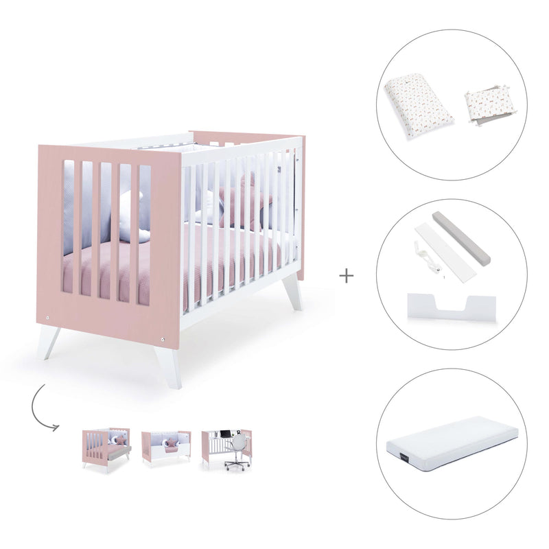 Lettino co-sleeping 60x120 cm (4in1) rosa chiaro · Nexo Due Flamingo