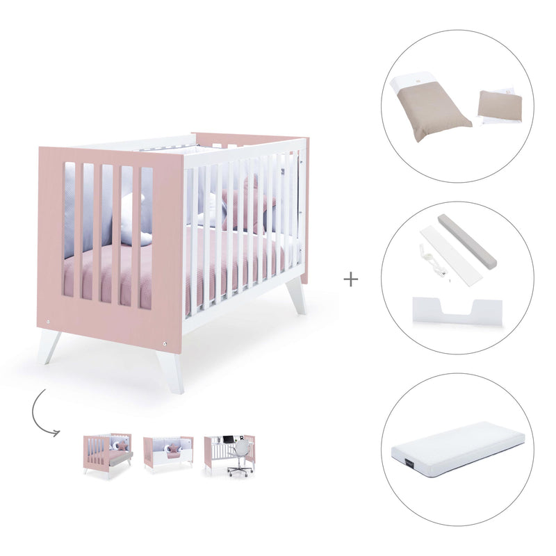 Lettino co-sleeping 60x120 cm (4in1) rosa chiaro · Nexo Due Flamingo