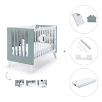 Lettino co-sleeping 60x120 cm (4in1) bianco/verde eucalipto · Nexo Due Eucalyptus