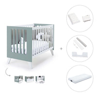 Lettino co-sleeping 60x120 cm (4in1) bianco/verde eucalipto · Nexo Due Eucalyptus