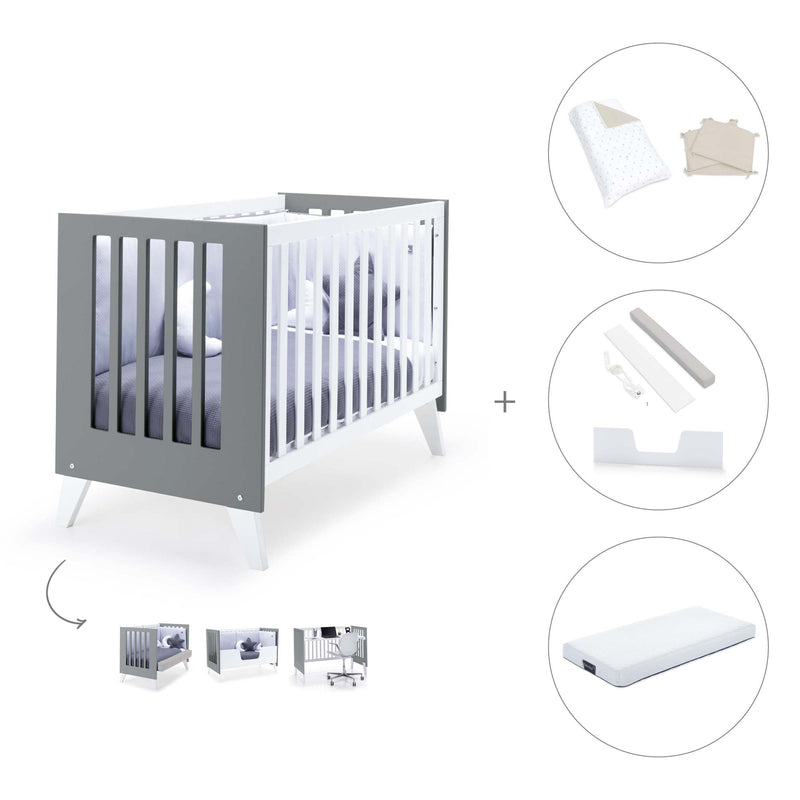 Lettino co-sleeping 60x120 cm (4in1) bianco/antracite · Nexo Due Antracita