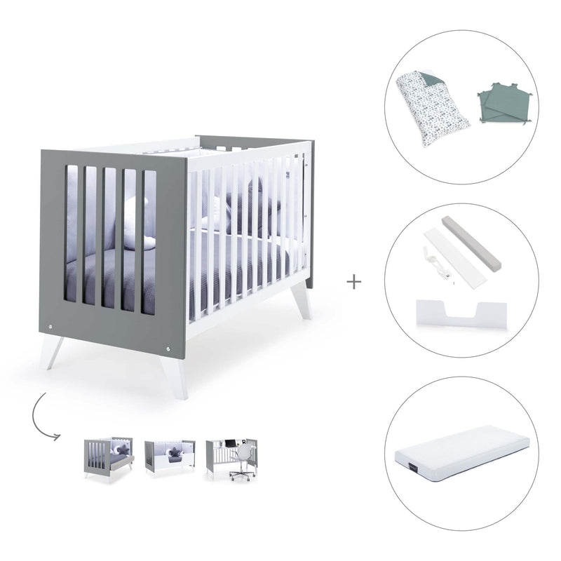 Lettino co-sleeping 60x120 cm (4in1) bianco/antracite · Nexo Due Antracita
