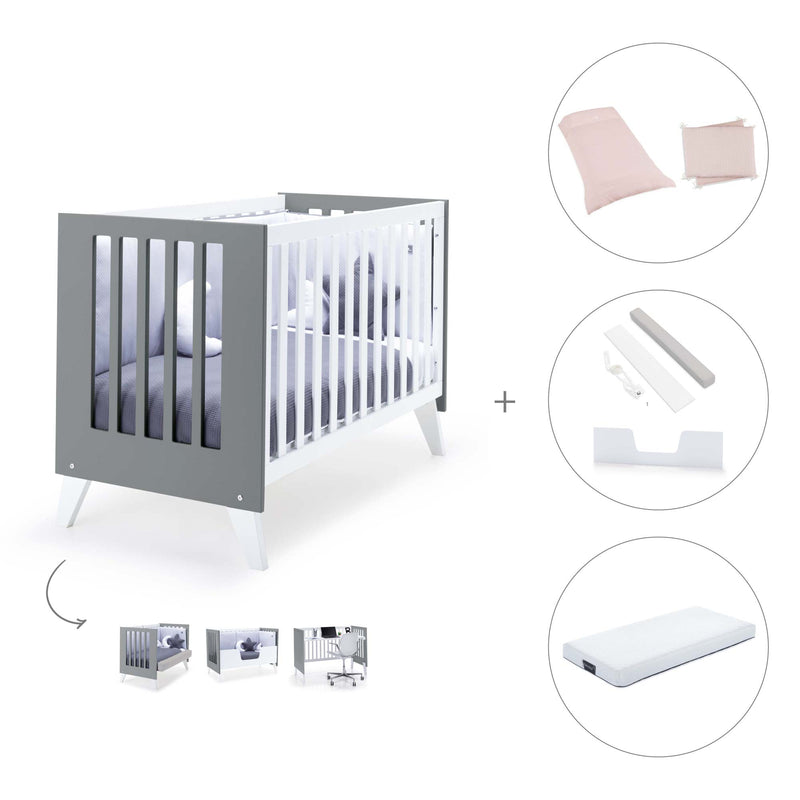 Lettino co-sleeping 60x120 cm (4in1) bianco/antracite · Nexo Due Antracita