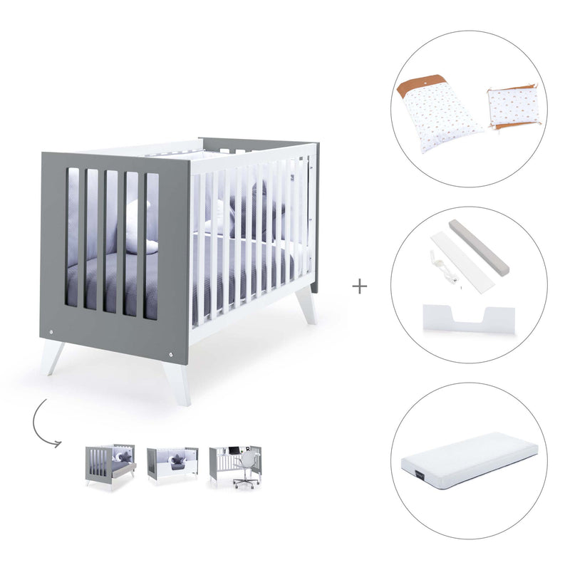 Lettino co-sleeping 60x120 cm (4in1) bianco/antracite · Nexo Due Antracita