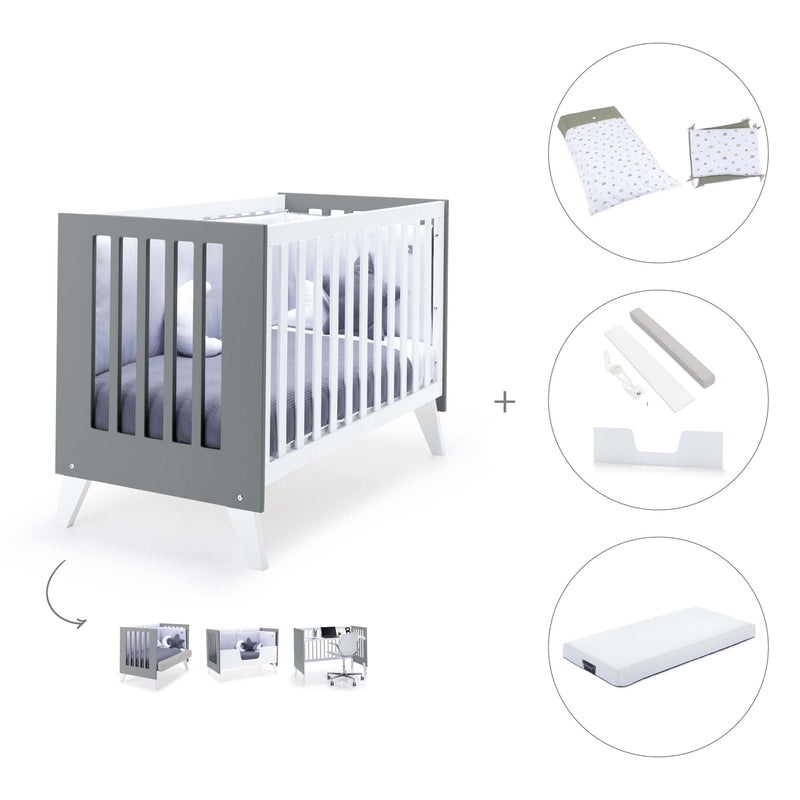 Lettino co-sleeping 60x120 cm (4in1) bianco/antracite · Nexo Due Antracita