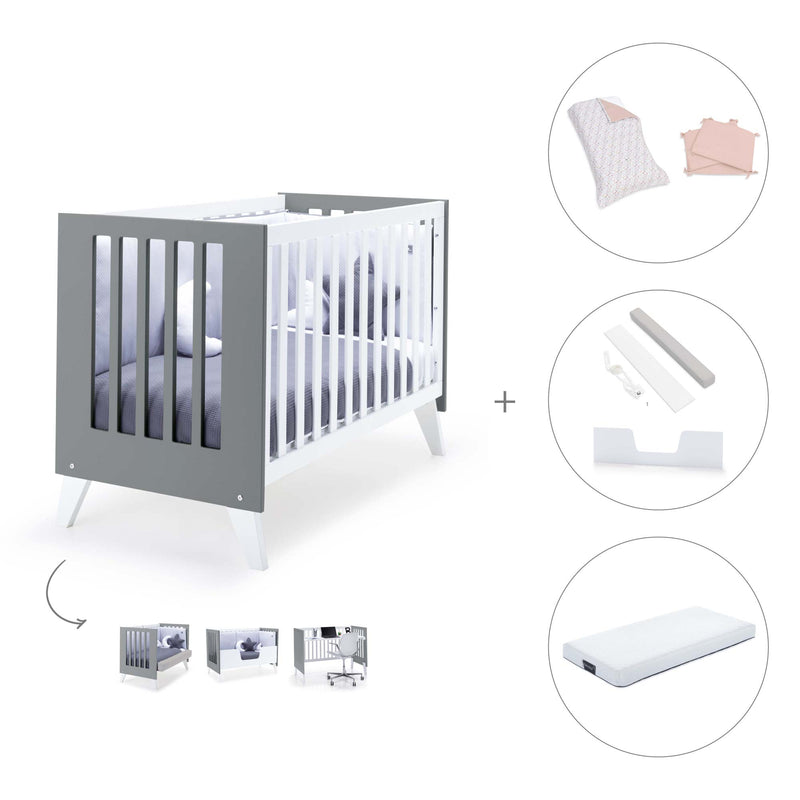Lettino co-sleeping 60x120 cm (4in1) bianco/antracite · Nexo Due Antracita