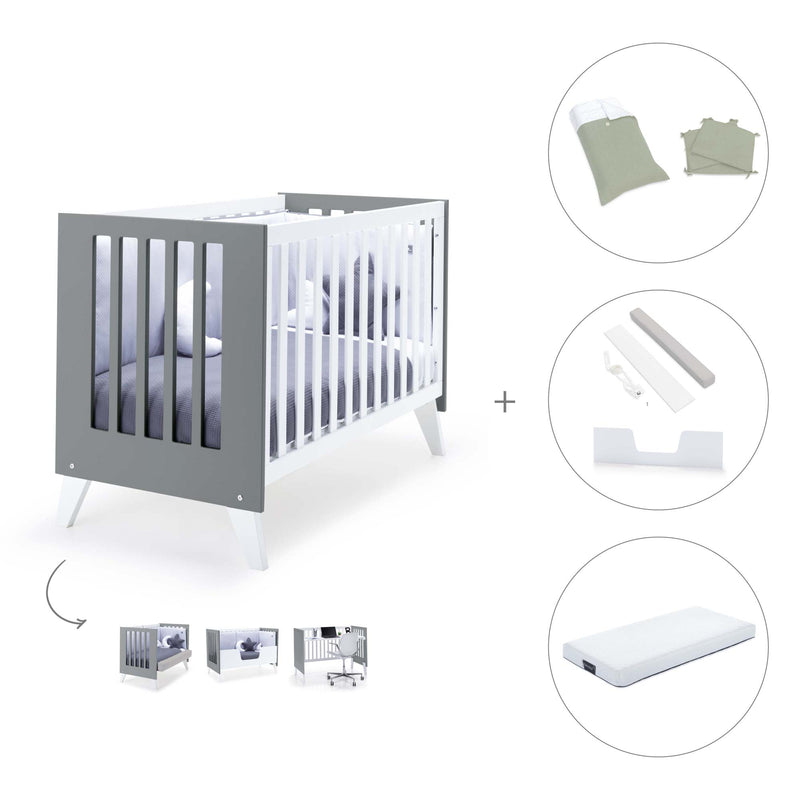 Lettino co-sleeping 60x120 cm (4in1) bianco/antracite · Nexo Due Antracita