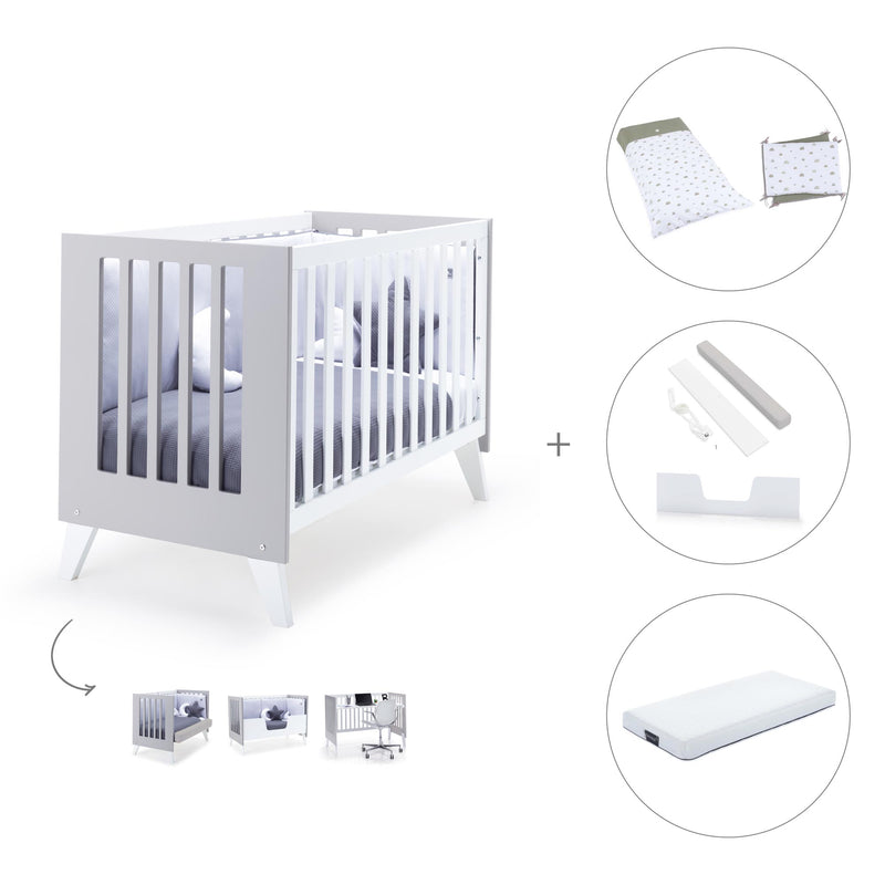 Lettino co-sleeping 60x120 cm (4in1) bianco/grigio · Nexo Due Grey