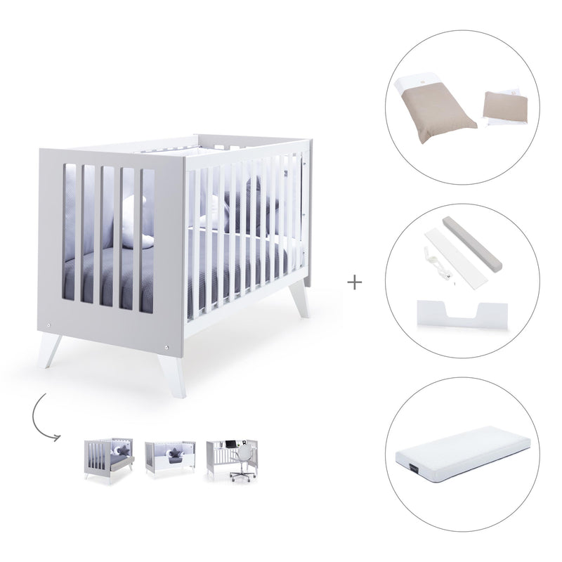 Lettino co-sleeping 60x120 cm (4in1) bianco/grigio · Nexo Due Grey