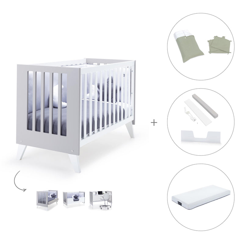 Lettino co-sleeping 60x120 cm (4in1) bianco/grigio · Nexo Due Grey