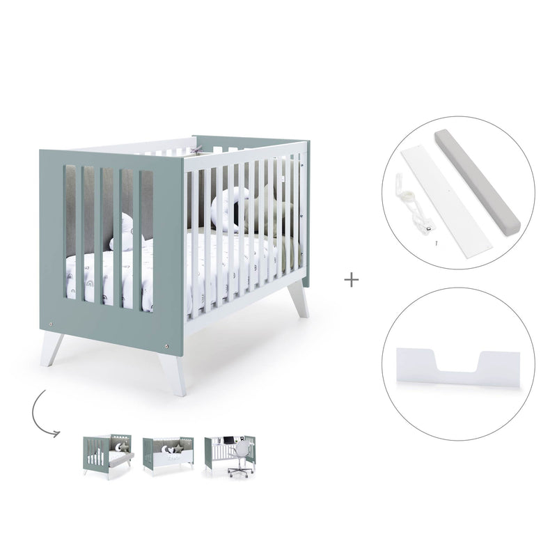Lettino co-sleeping 60x120 cm (4in1) bianco/verde eucalipto · Nexo Due Eucalyptus