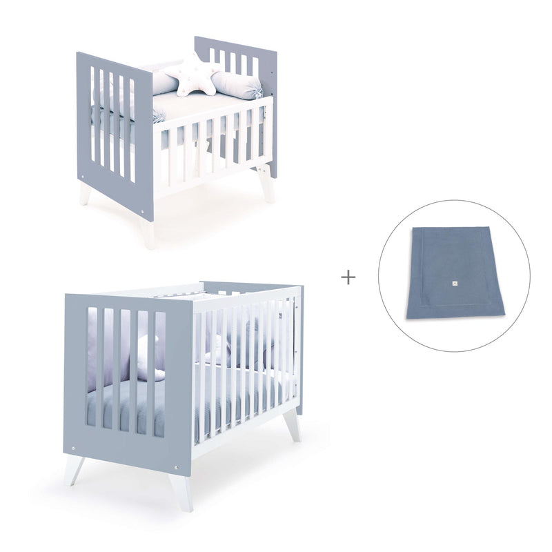 Culla e lettino insieme (7in1) bianco/blu · Nexo Tre Blu denim