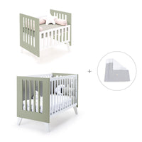 Culla e lettino insieme (7in1) bianco/verde-oliva · Nexo Tre Erba