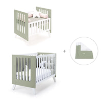 Culla e lettino insieme (7in1) bianco/verde-oliva · Nexo Tre Erba