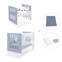 Culla e lettino insieme (7in1) bianco/blu · Nexo Tre Blu denim