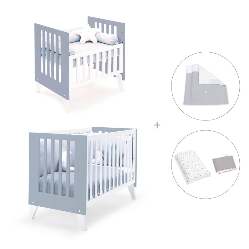 Culla e lettino insieme (7in1) bianco/blu · Nexo Tre Blu denim