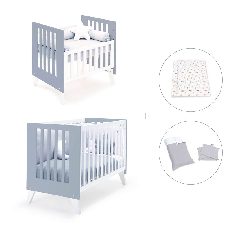 Culla e lettino insieme (7in1) bianco/blu · Nexo Tre Blu denim