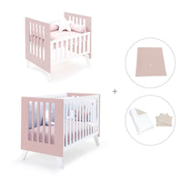 Culla e lettino insieme (7in1) bianco/rosa chiaro · Nexo Tre Flamingo