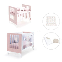 Culla e lettino insieme (7in1) bianco/rosa chiaro · Nexo Tre Flamingo
