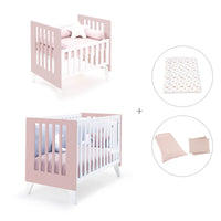 Culla e lettino insieme (7in1) bianco/rosa chiaro · Nexo Tre Flamingo