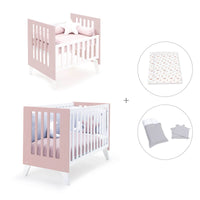 Culla e lettino insieme (7in1) bianco/rosa chiaro · Nexo Tre Flamingo